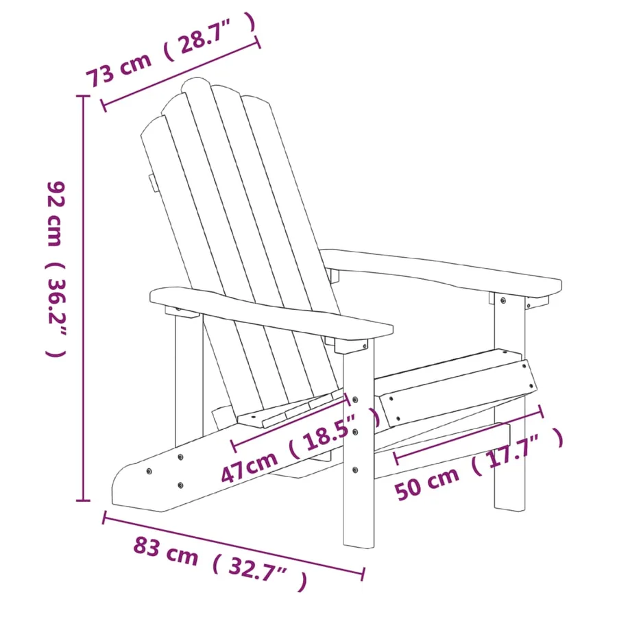 Chaises de jardin Adirondack avec table PEHD Anthracite - 7