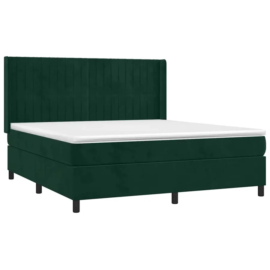 Sommier à lattes de lit matelas et LED Vert foncé 180x200 cm - 4
