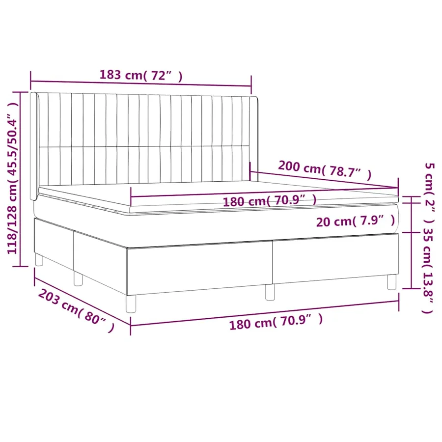 Sommier à lattes de lit matelas et LED Vert foncé 180x200 cm - 9