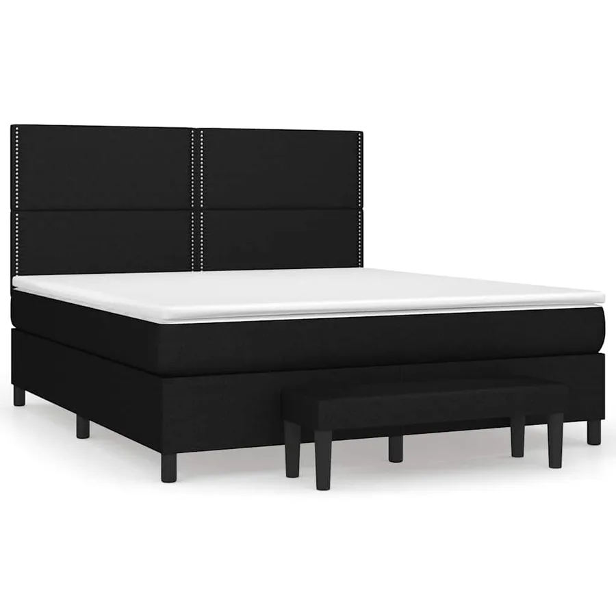 Sommier à lattes de lit avec matelas Noir 180x200 cm Tissu - 2