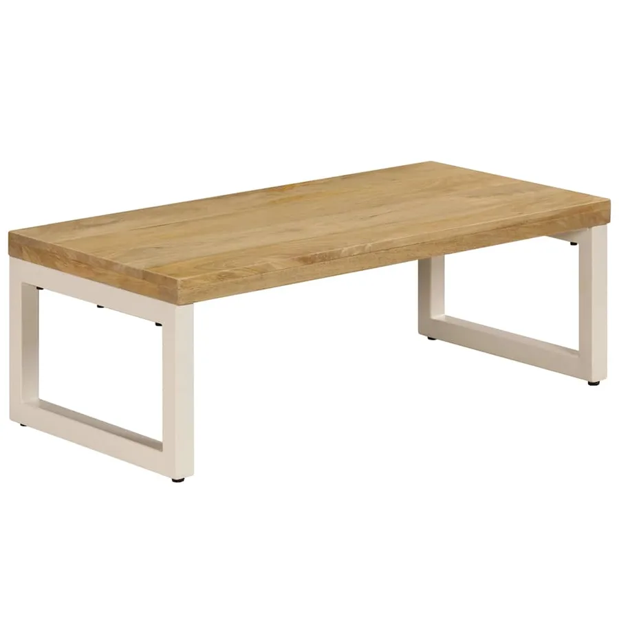 Table basse 100x50x35 cm Bois de manguier solide et acier - 12