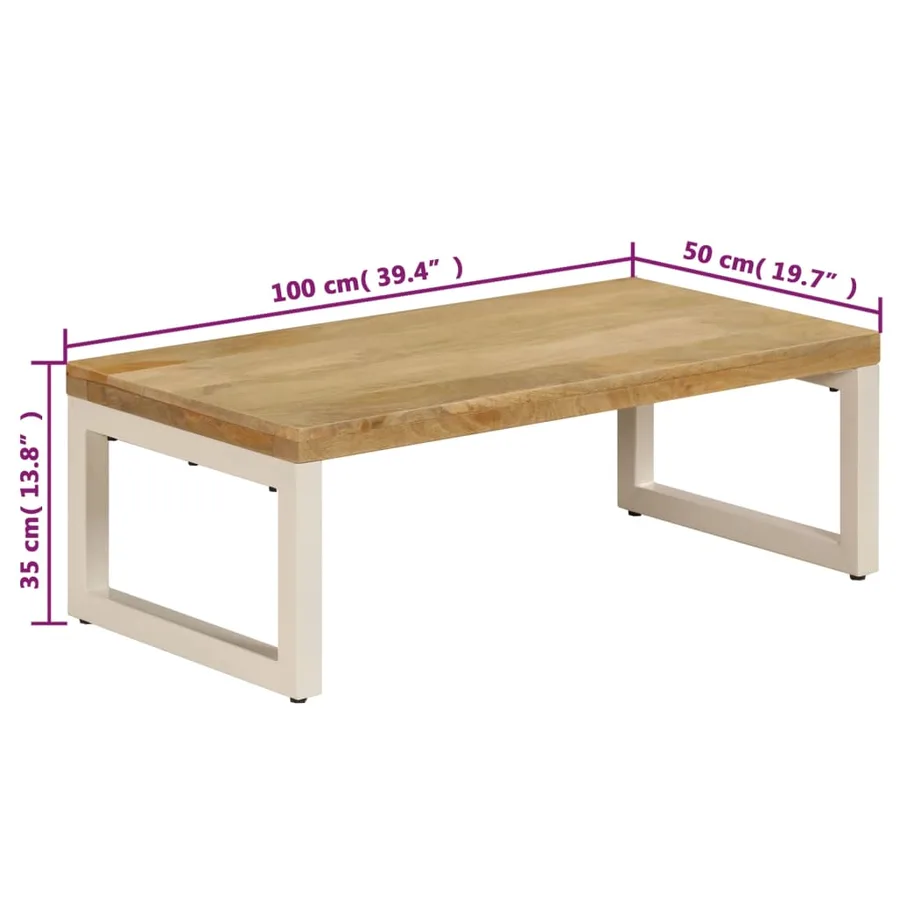 Table basse 100x50x35 cm Bois de manguier solide et acier - 9