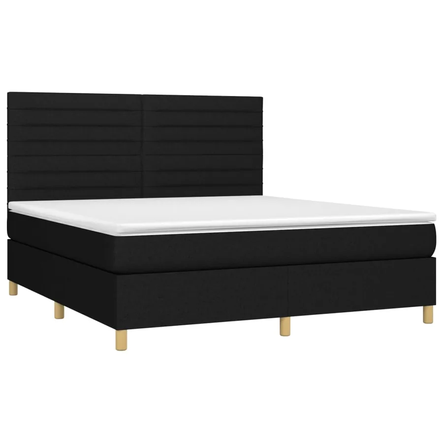 Sommier à lattes de lit avec matelas Noir 180x200 cm Tissu - 3