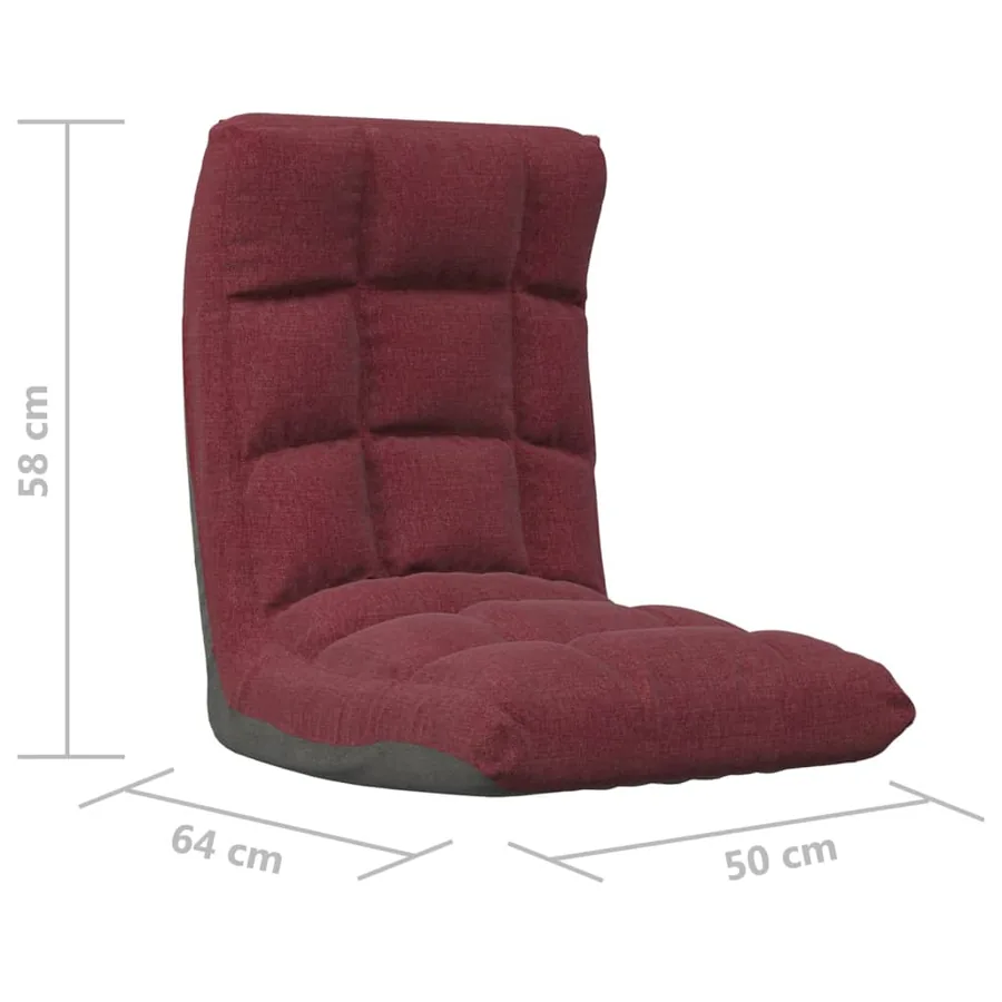 Chaise pliable de sol Rouge bordeaux Tissu - 10