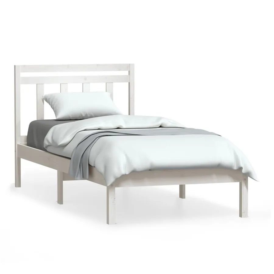 Cadre de lit sans matelas blanc bois massif 100x200 cm - 2