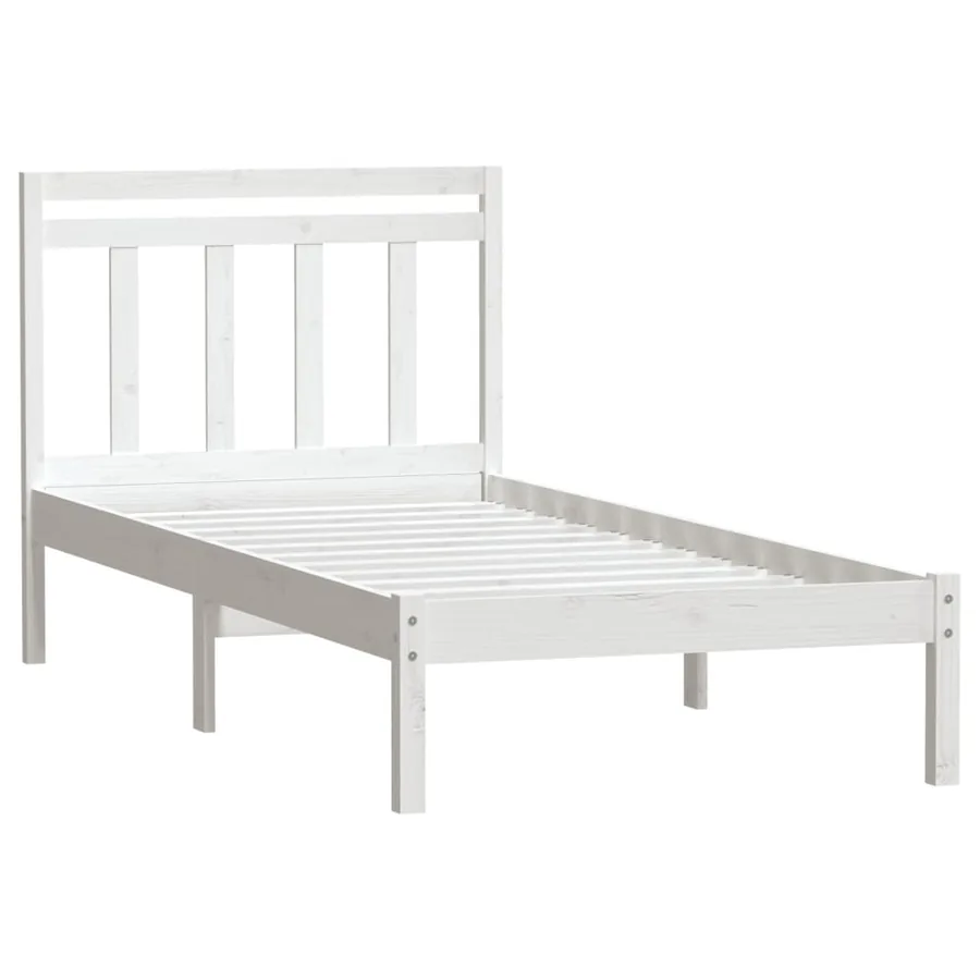Cadre de lit sans matelas blanc bois massif 100x200 cm - 3