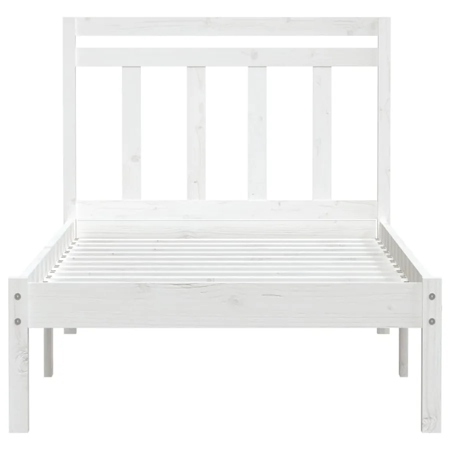 Cadre de lit sans matelas blanc bois massif 100x200 cm - 4