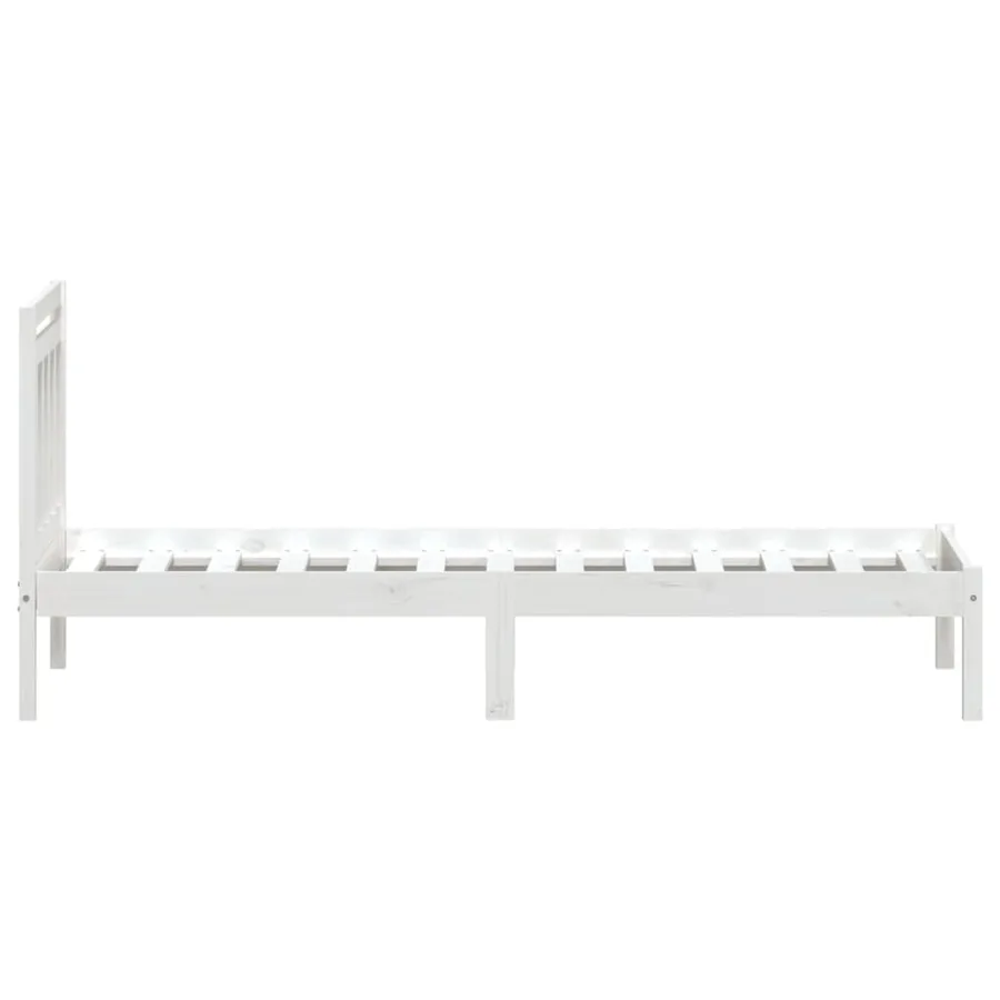 Cadre de lit sans matelas blanc bois massif 100x200 cm - 5