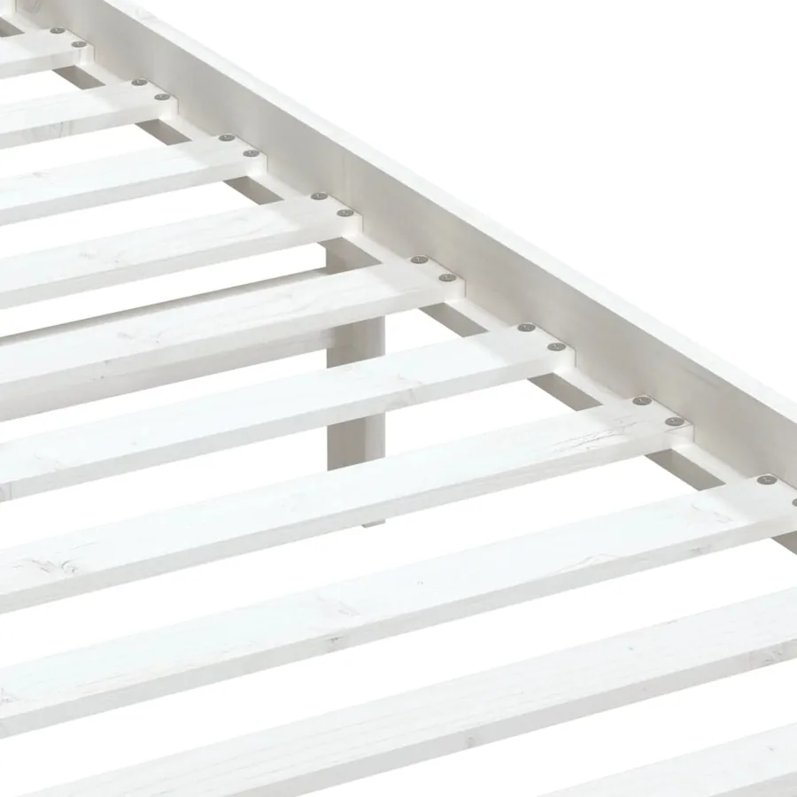 Cadre de lit sans matelas blanc bois massif 100x200 cm - 6