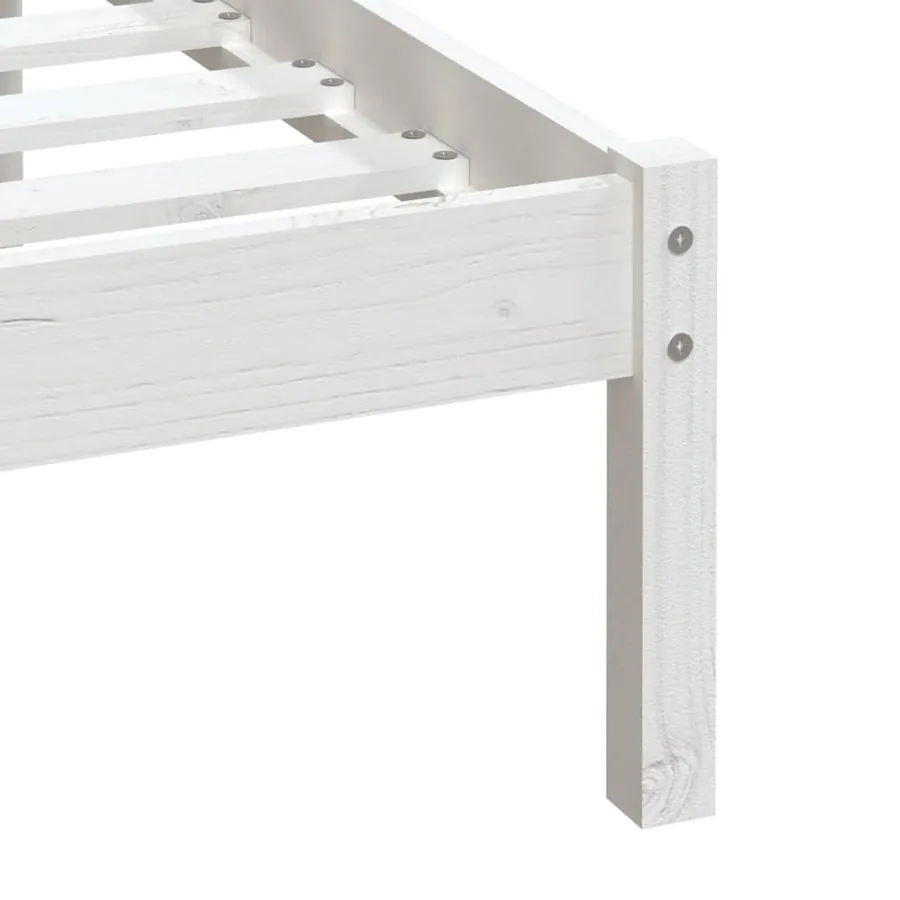 Cadre de lit sans matelas blanc bois massif 100x200 cm - 7