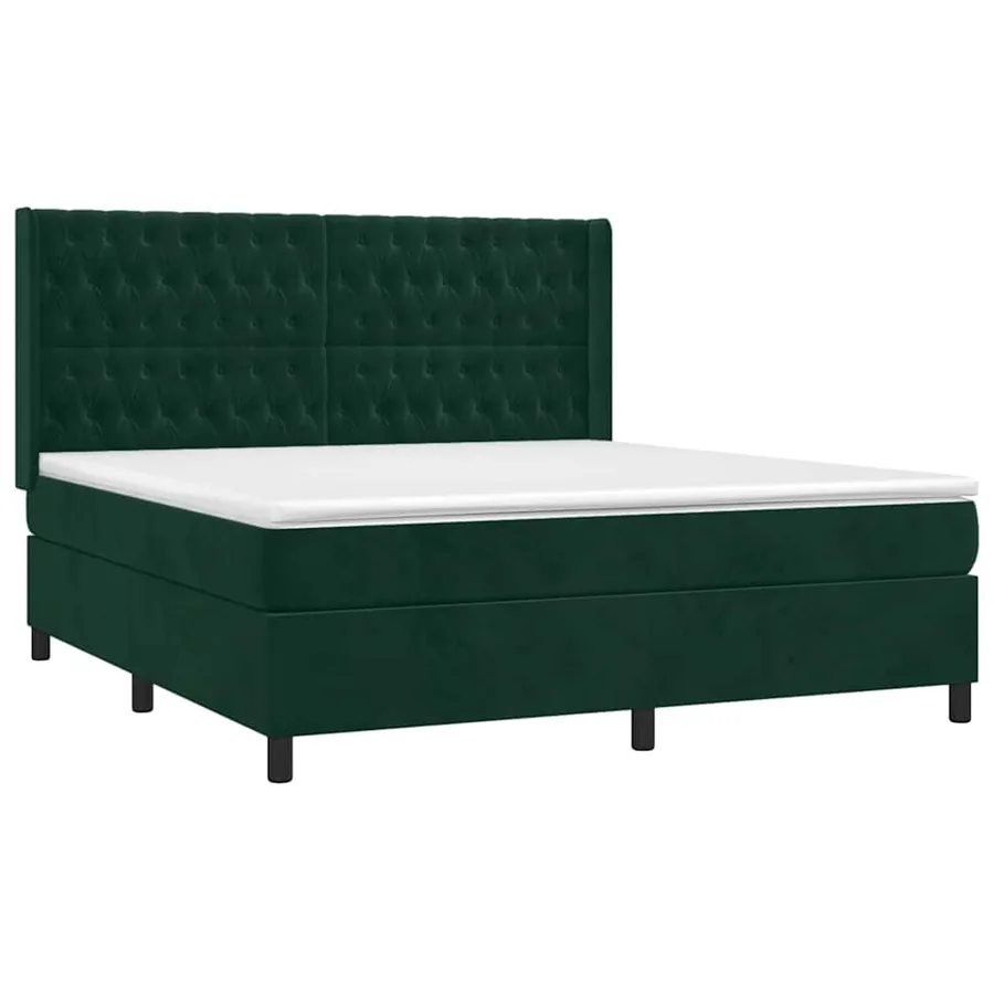 Sommier à lattes de lit matelas et LED Vert foncé 160x200 cm - 4