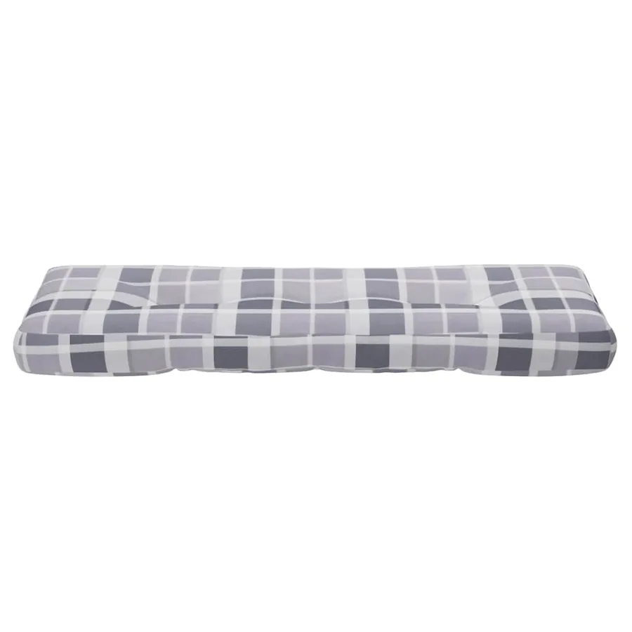 Coussin de palette motif à carreaux gris 120x40x12 cm tissu - 5