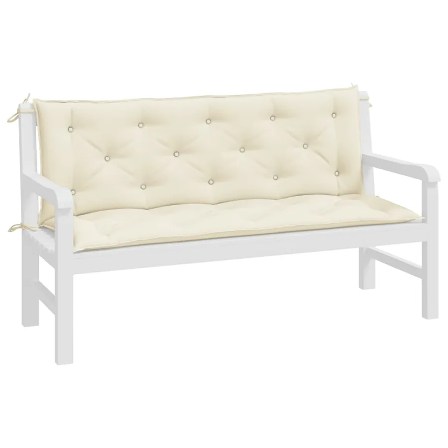 Coussins de banc de jardin lot de 2 blanc crème tissu Oxford - 4