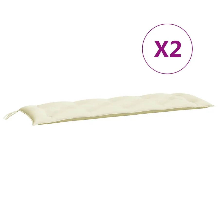 Coussins de banc de jardin lot de 2 blanc crème tissu Oxford - 5