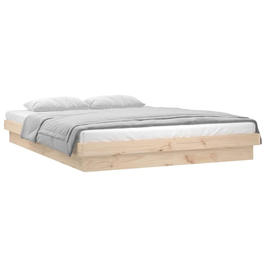 Cadre de lit à LED sans matelas bois massif - 3