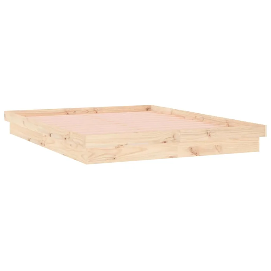 Cadre de lit à LED sans matelas bois massif - 6