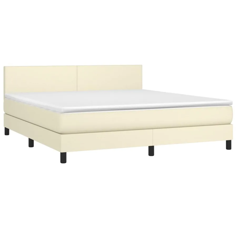 Sommier à lattes de lit avec matelas et LED Crème 160x200 cm - 3