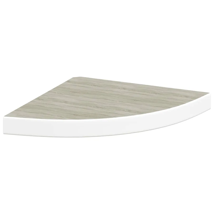 Étagère d'angle murale Chêne et blanc 35x35x3,8 cm MDF - 2