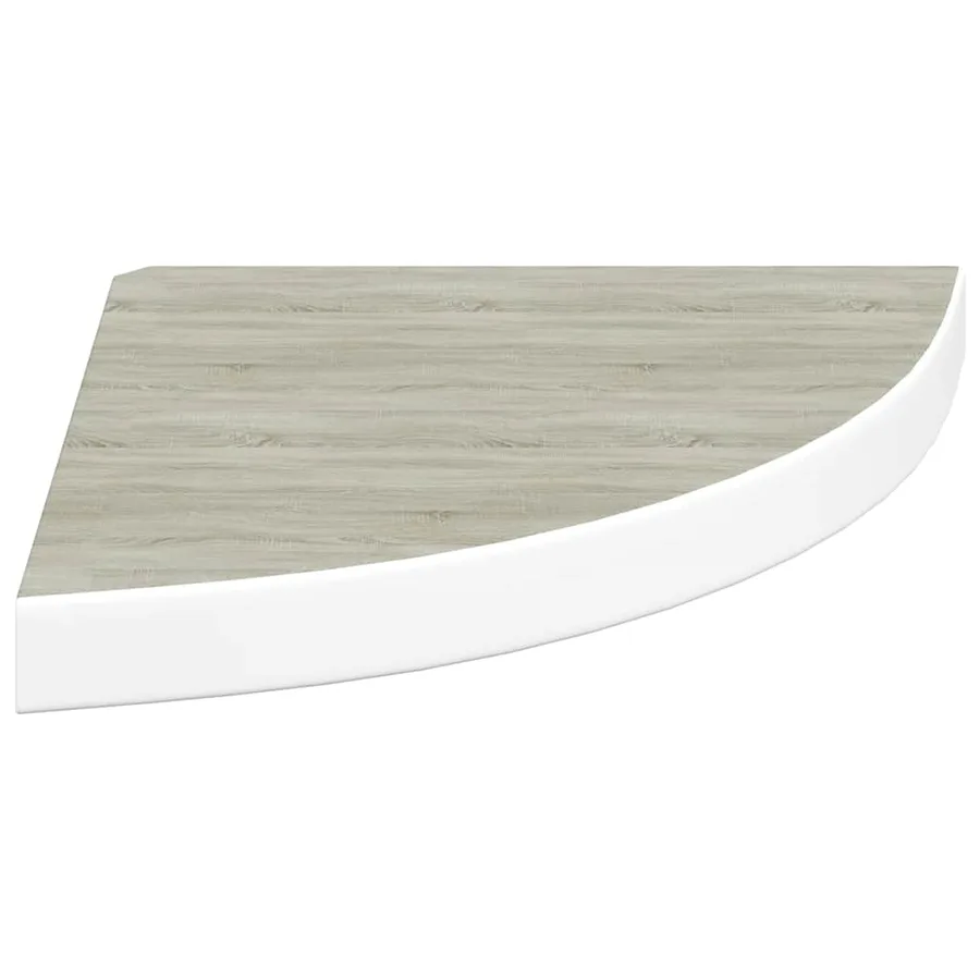 Étagère d'angle murale Chêne et blanc 35x35x3,8 cm MDF - 6