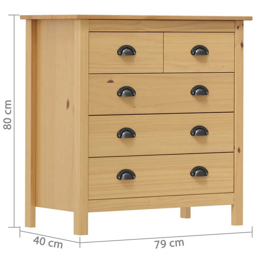 Buffet Hill 79x40x80 cm Bois de pin solide - 6