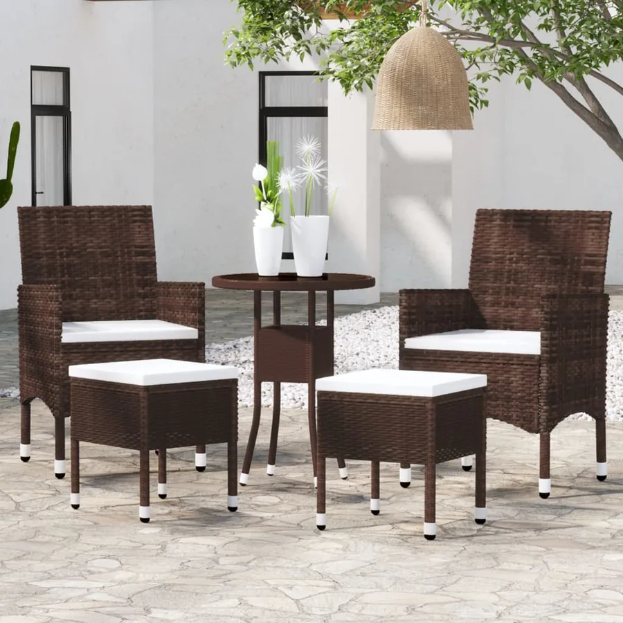 Salon de jardin 5 pcs Résine tressée Marron