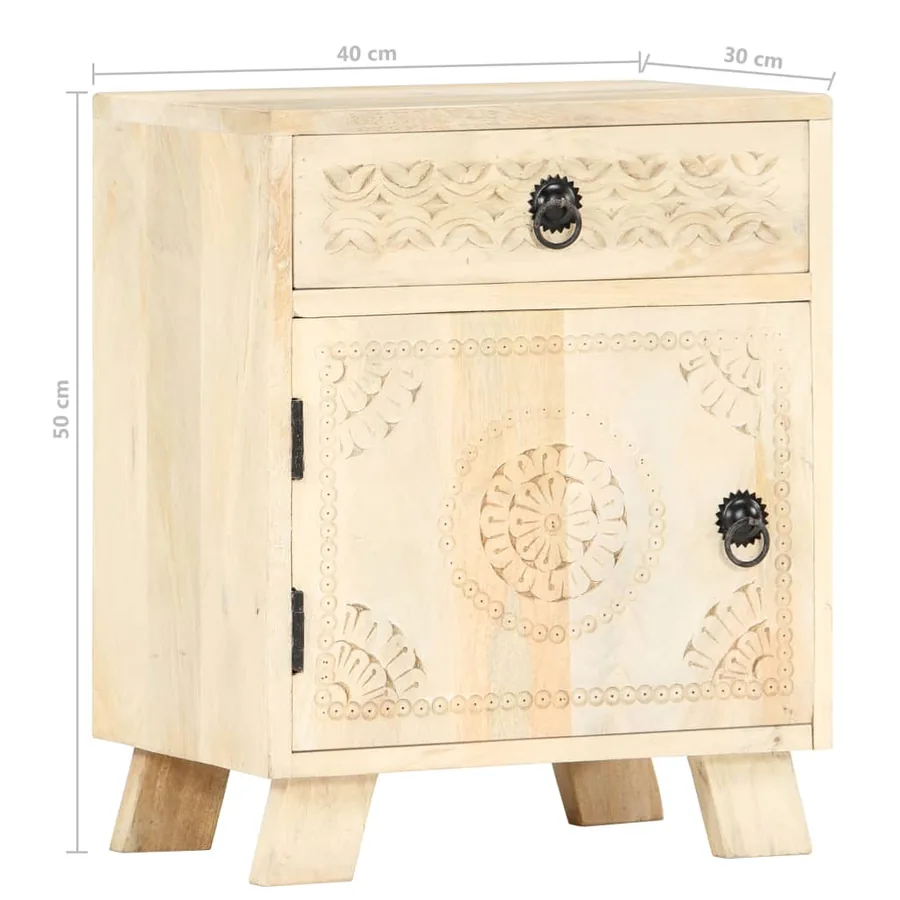Table de chevet 40x30x50 cm Bois de manguier massif - 10