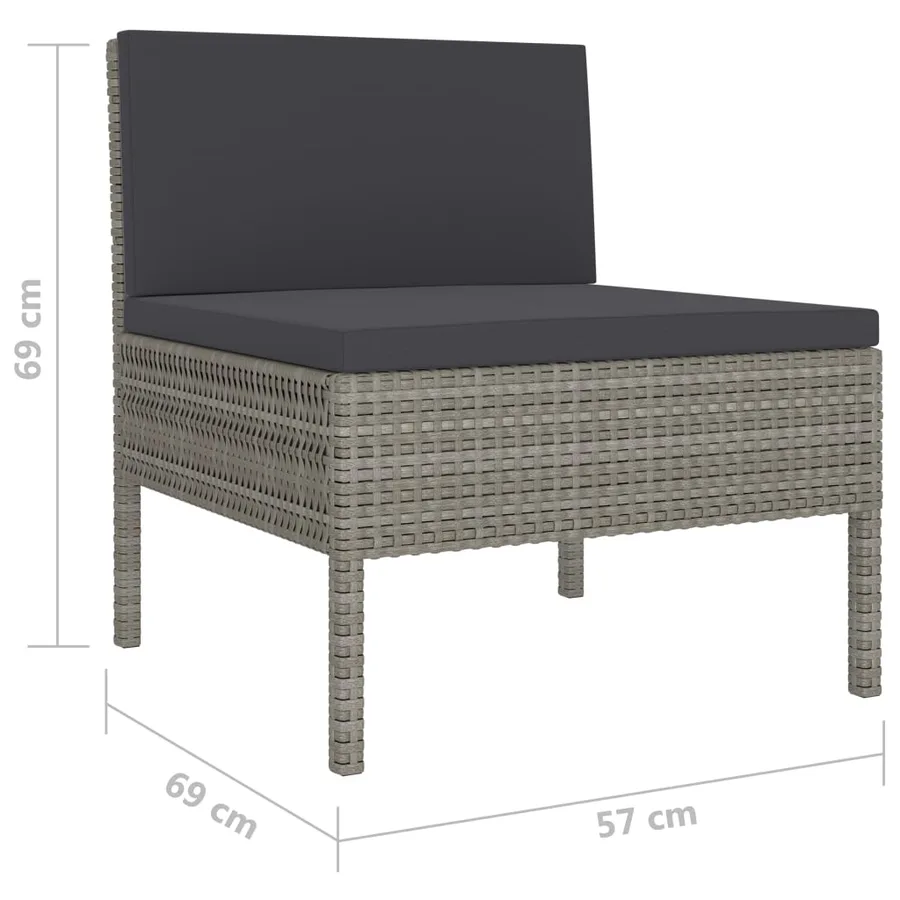 Salon de jardin 10 pcs avec coussins Résine tressée Gris - 7