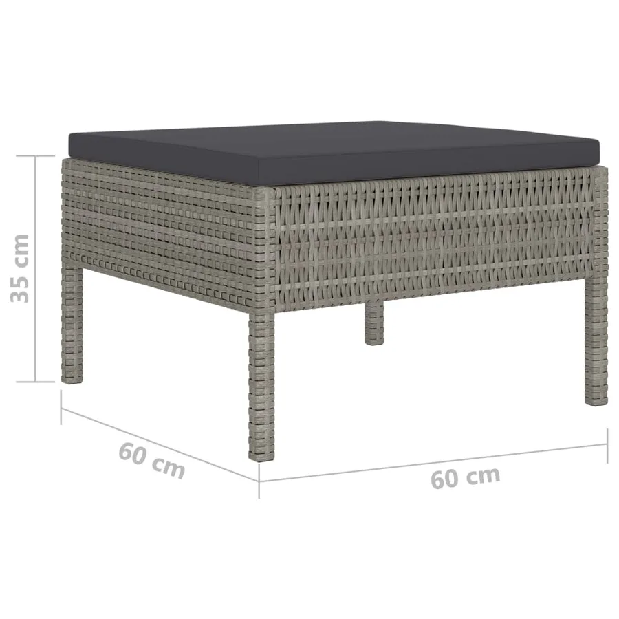 Salon de jardin 10 pcs avec coussins Résine tressée Gris - 8
