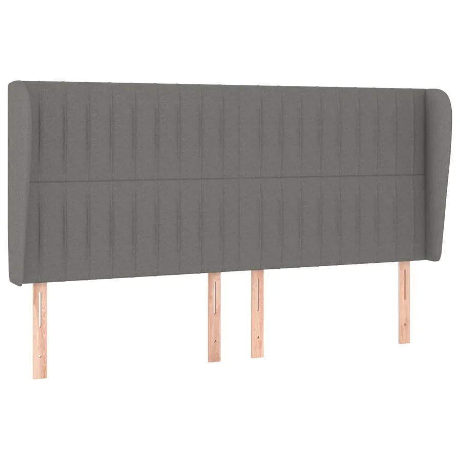 Tête de lit avec oreilles Gris foncé 163x23x118/128 cm Tissu - 2