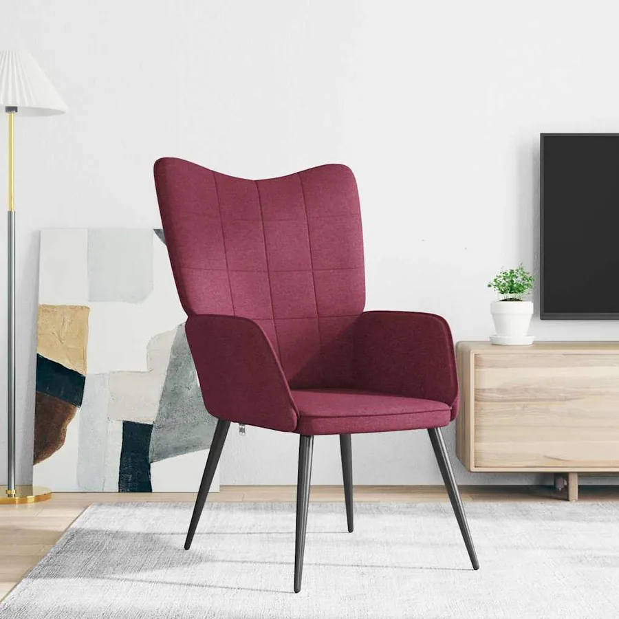 Chaise de relaxation Rouge bordeaux Tissu - 3