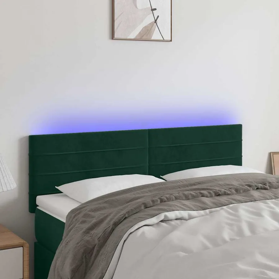 Tête de lit à LED Vert foncé 144x5x78/88 cm Velours