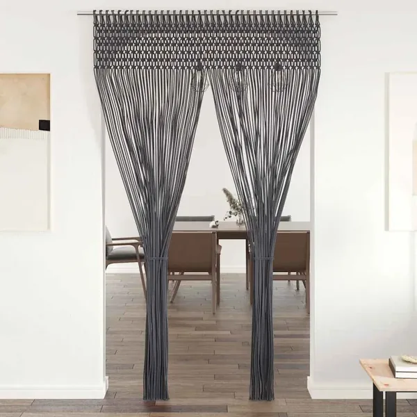 Rideau en macramé Anthracite 140x240 cm Coton