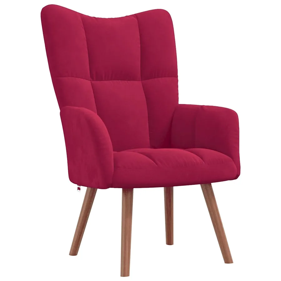 Chaise de relaxation avec repose-pied Rouge bordeaux Velours - 6