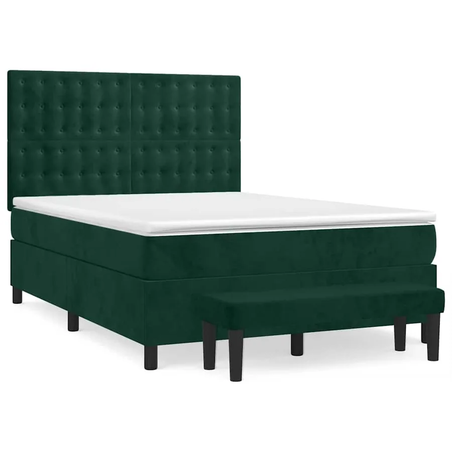 Sommier à lattes de lit et matelas Vert foncé 140x190cm Velours - 2