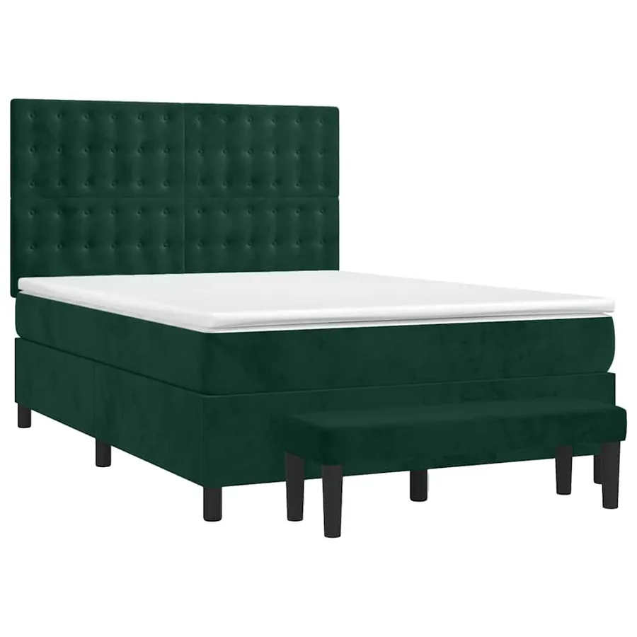 Sommier à lattes de lit et matelas Vert foncé 140x190cm Velours - 3