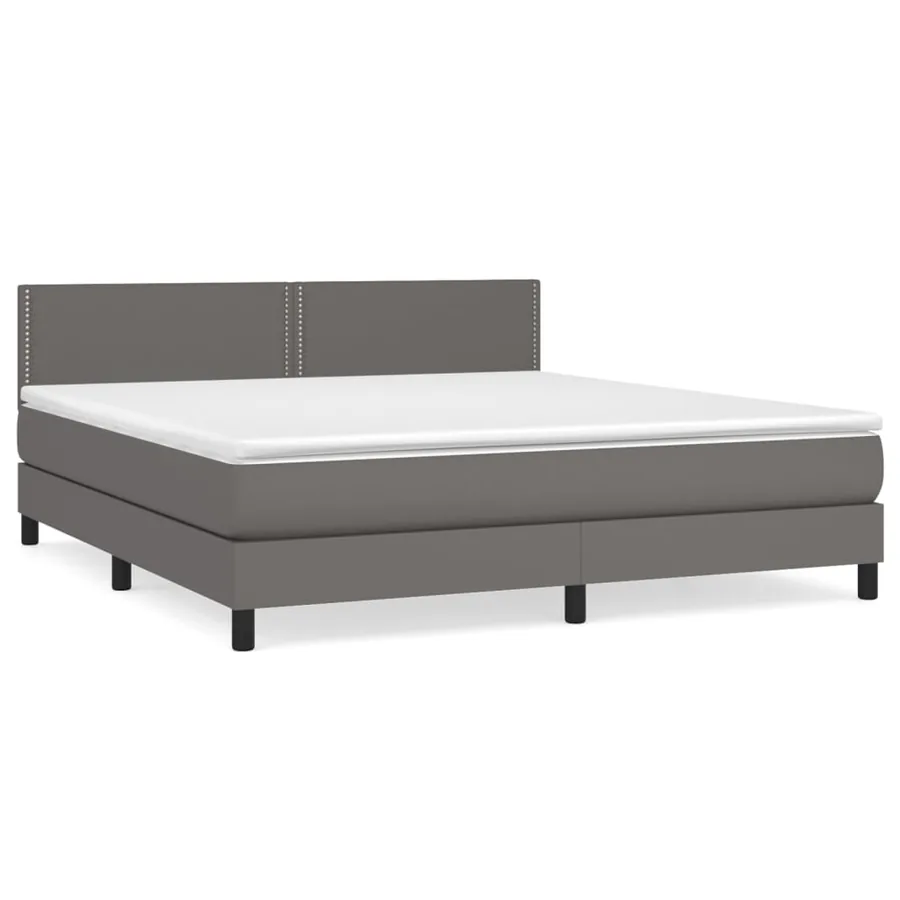 Sommier à lattes de lit avec matelas Gris 180x200 cm Similicuir - 2