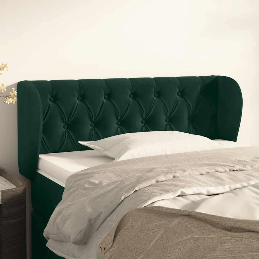 Tête de lit avec oreilles Vert foncé 103x23x78/88 cm Velours