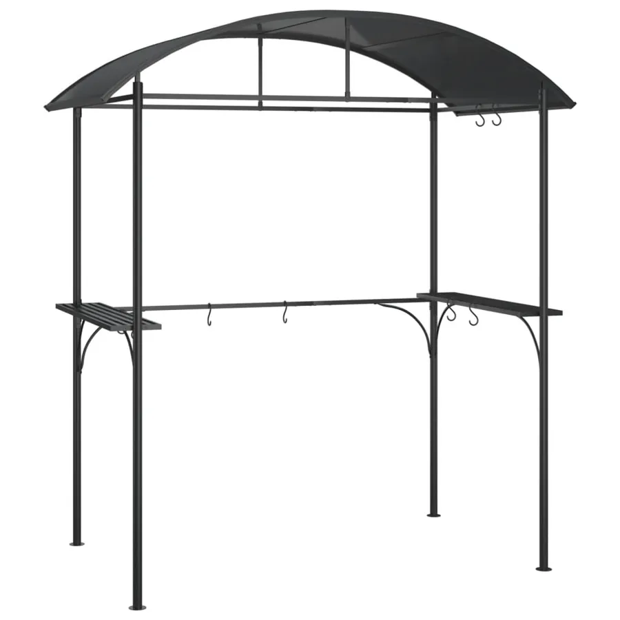 Gazebo BBQ et étagères latérales anthracite 220x115x230cm acier - 2