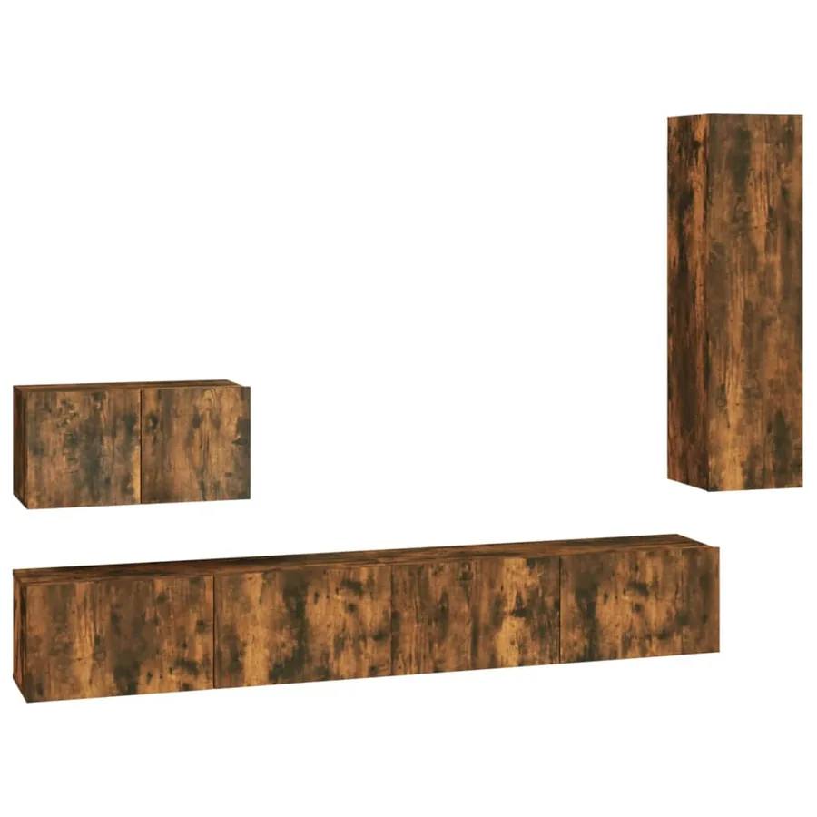 Ensemble de meubles TV 4 pcs Chêne fumé Bois d'ingénierie - 2