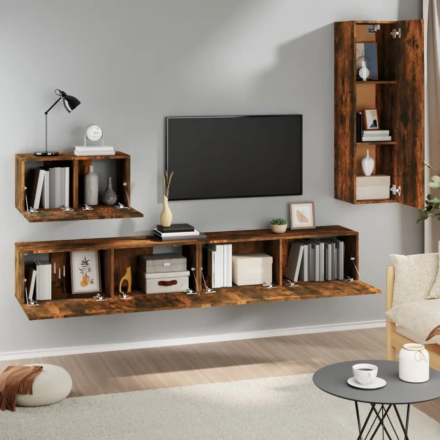 Ensemble de meubles TV 4 pcs Chêne fumé Bois d'ingénierie - 3