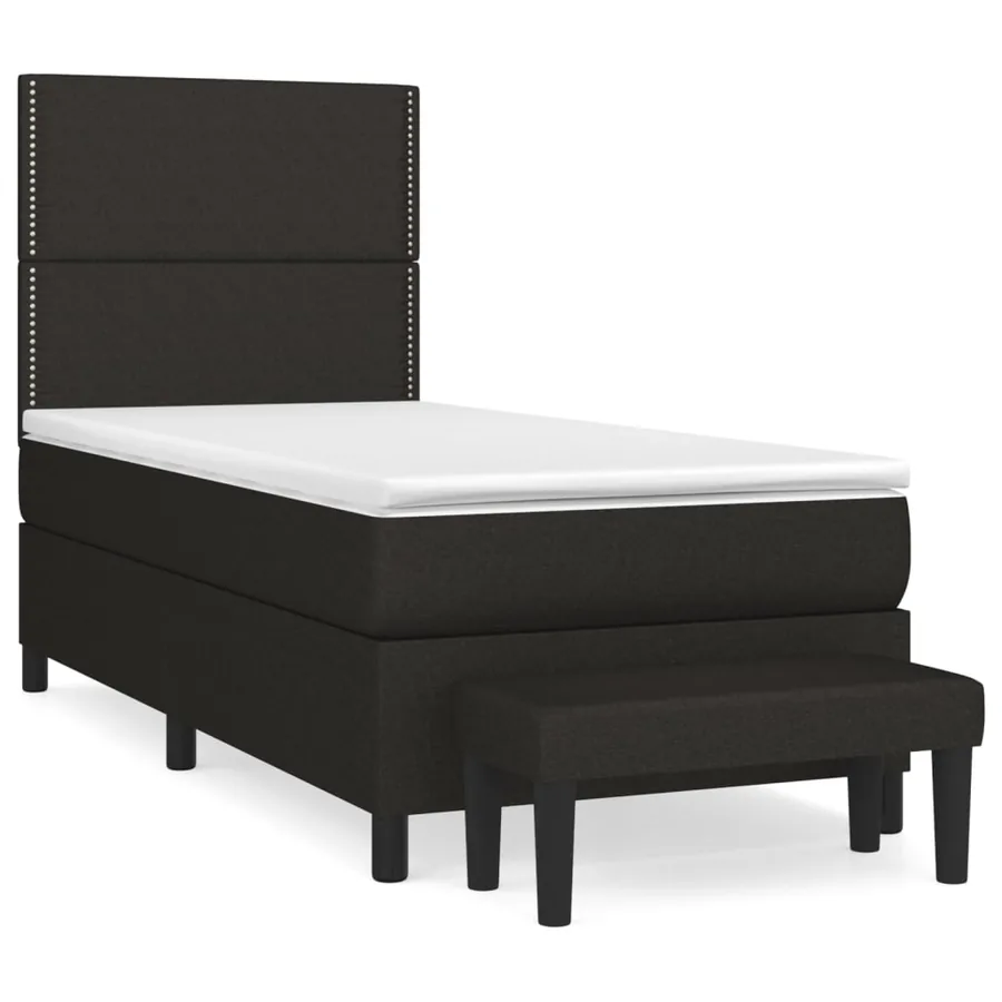 Sommier à lattes de lit avec matelas Noir 90x190 cm Tissu - 2