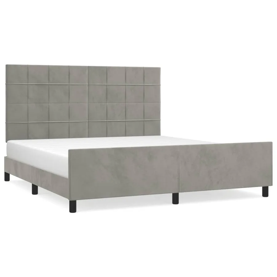 Cadre de lit sans matelas gris clair 160x200 cm velours - 2