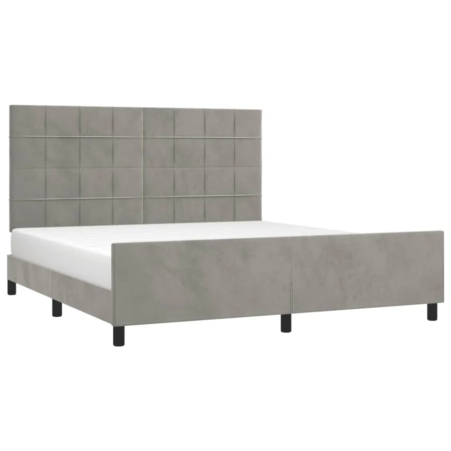 Cadre de lit sans matelas gris clair 160x200 cm velours - 3