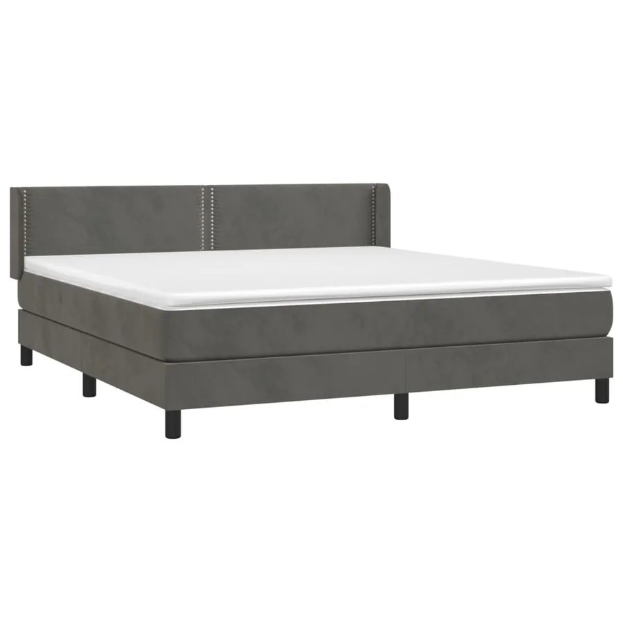 Sommier à lattes de lit et matelas Gris foncé 180x200cm Velours - 3