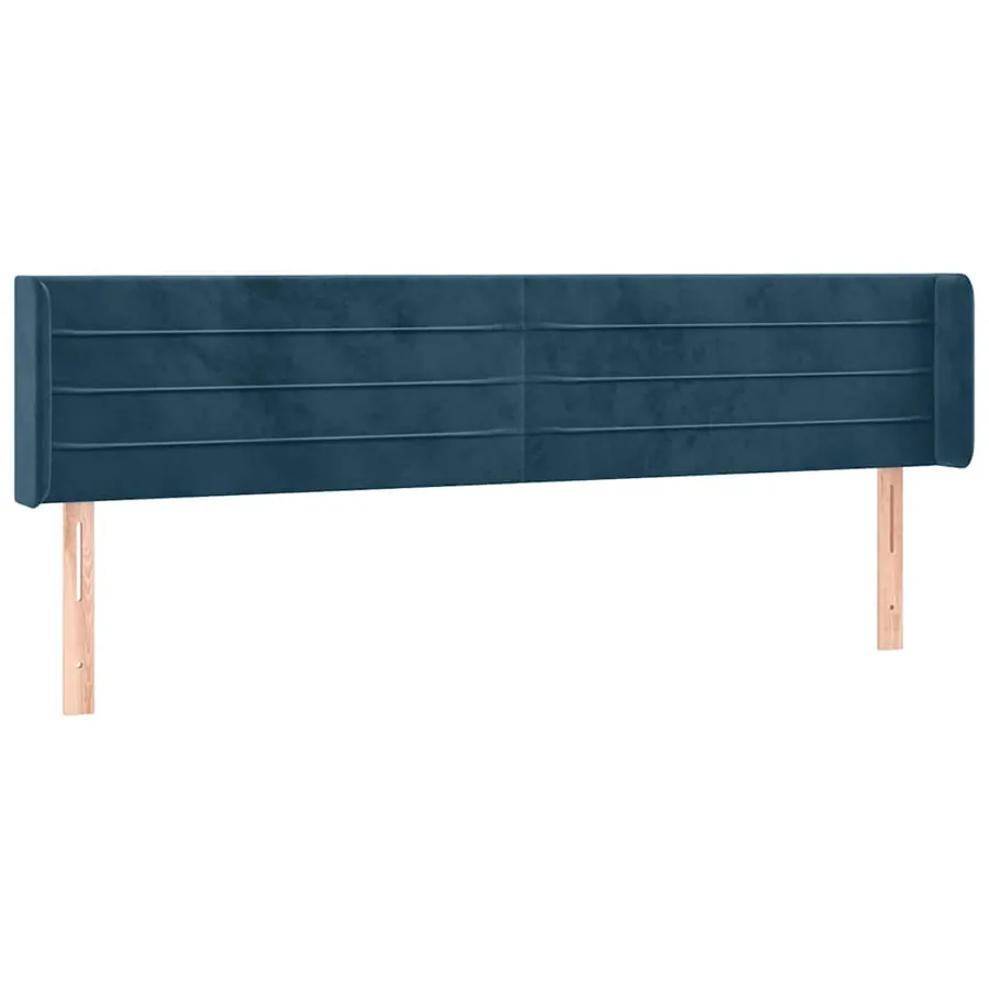 Tête de lit avec oreilles Bleu foncé 163x16x78/88 cm Velours - 2