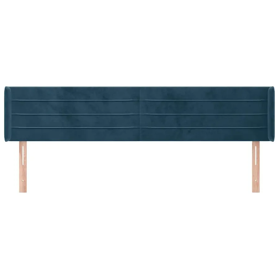 Tête de lit avec oreilles Bleu foncé 163x16x78/88 cm Velours - 3