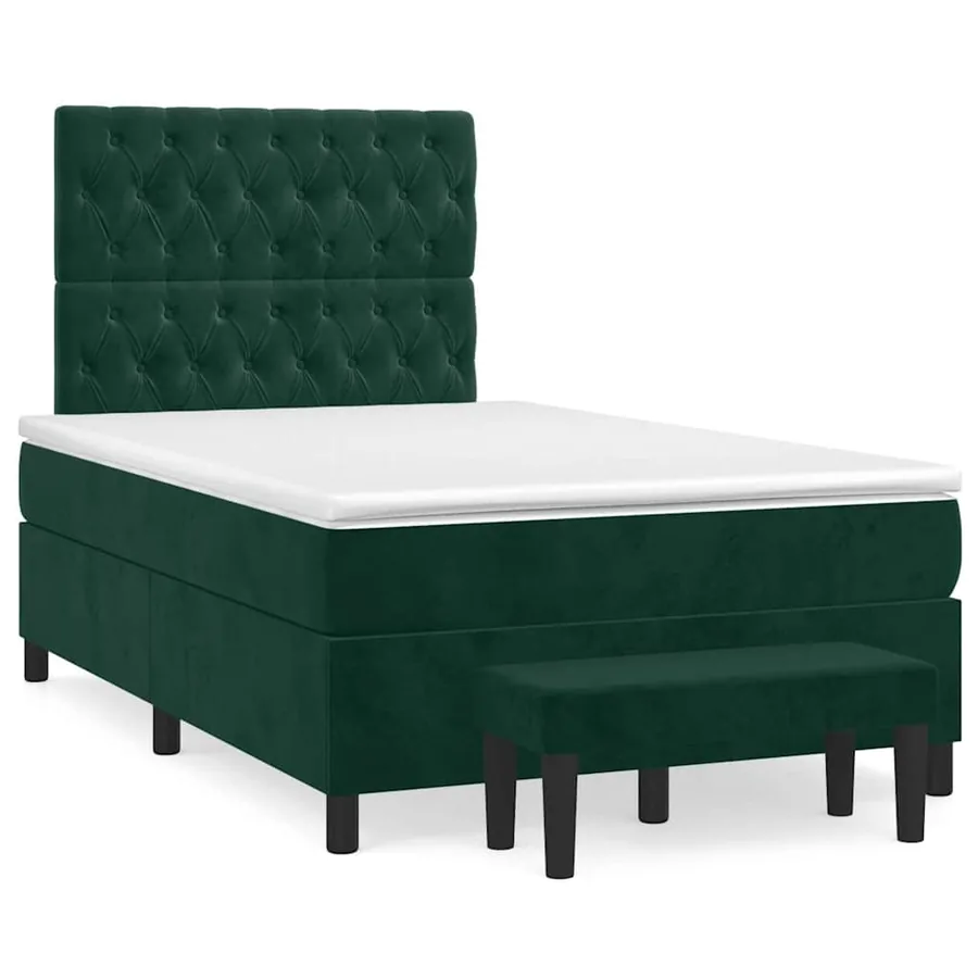 Sommier à lattes de lit et matelas Vert foncé 120x200cm Velours - 2