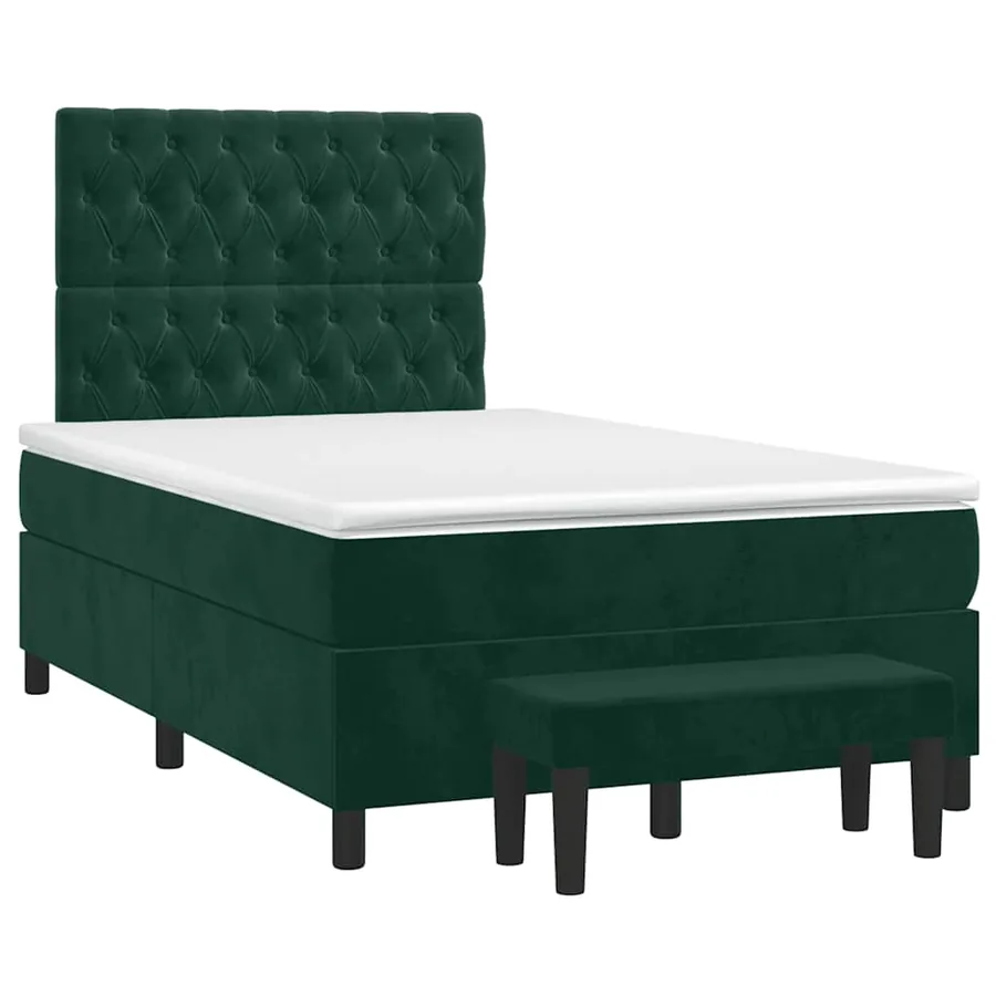 Sommier à lattes de lit et matelas Vert foncé 120x200cm Velours - 3