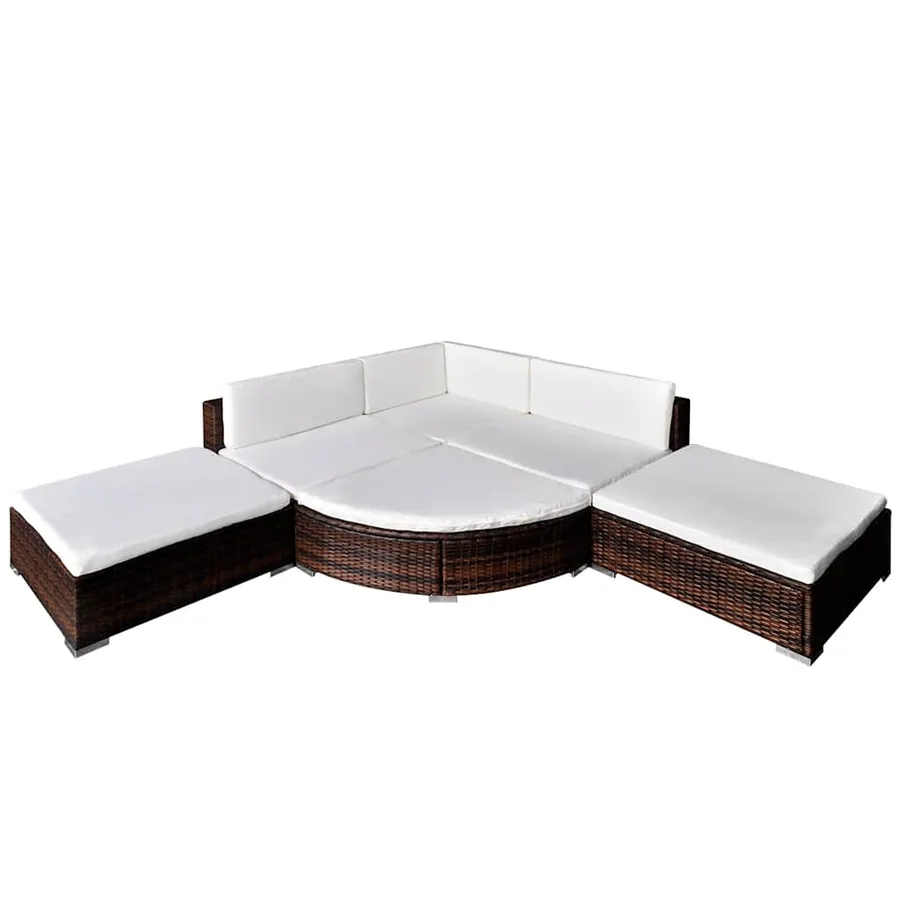 Salon de jardin 6 pcs avec coussins Résine tressée Marron - 2