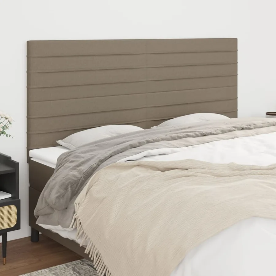 Tête de lit Taupe 200x5x118/128 cm Tissu